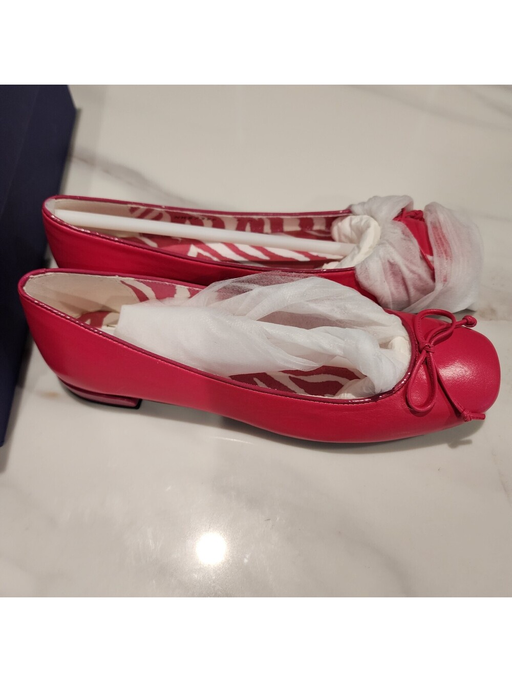 New Stuart Weitzman Stringon Begonia Pink Nappa Leather Ballet Flats Size 6 - Picture 2 of 10